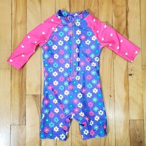 Baby Girl One-Piece Swimsuit UV50+ Sunwear with Full Zip